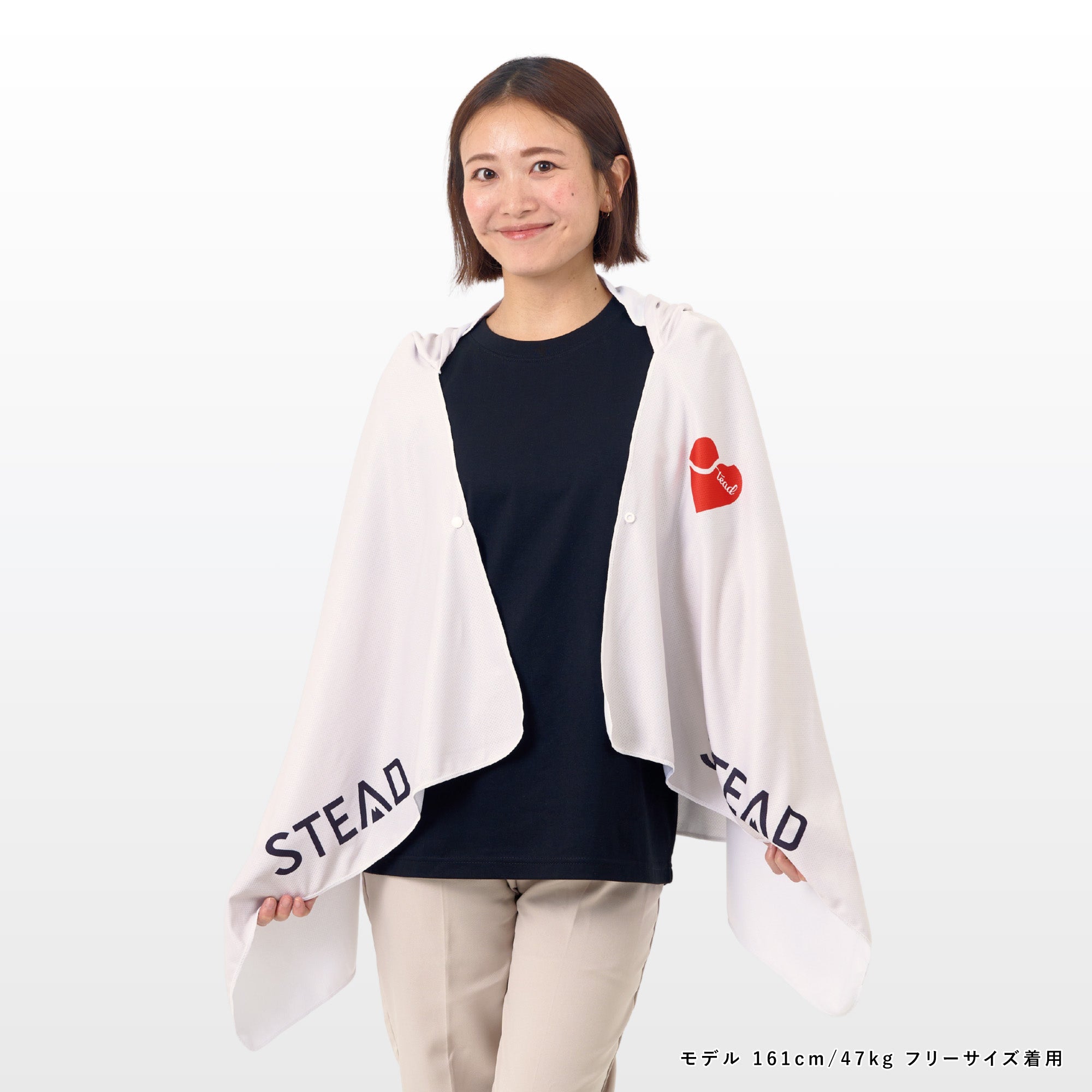 冷感アイスポンチョ（アイボリー/ハートロゴ） | STEAD
