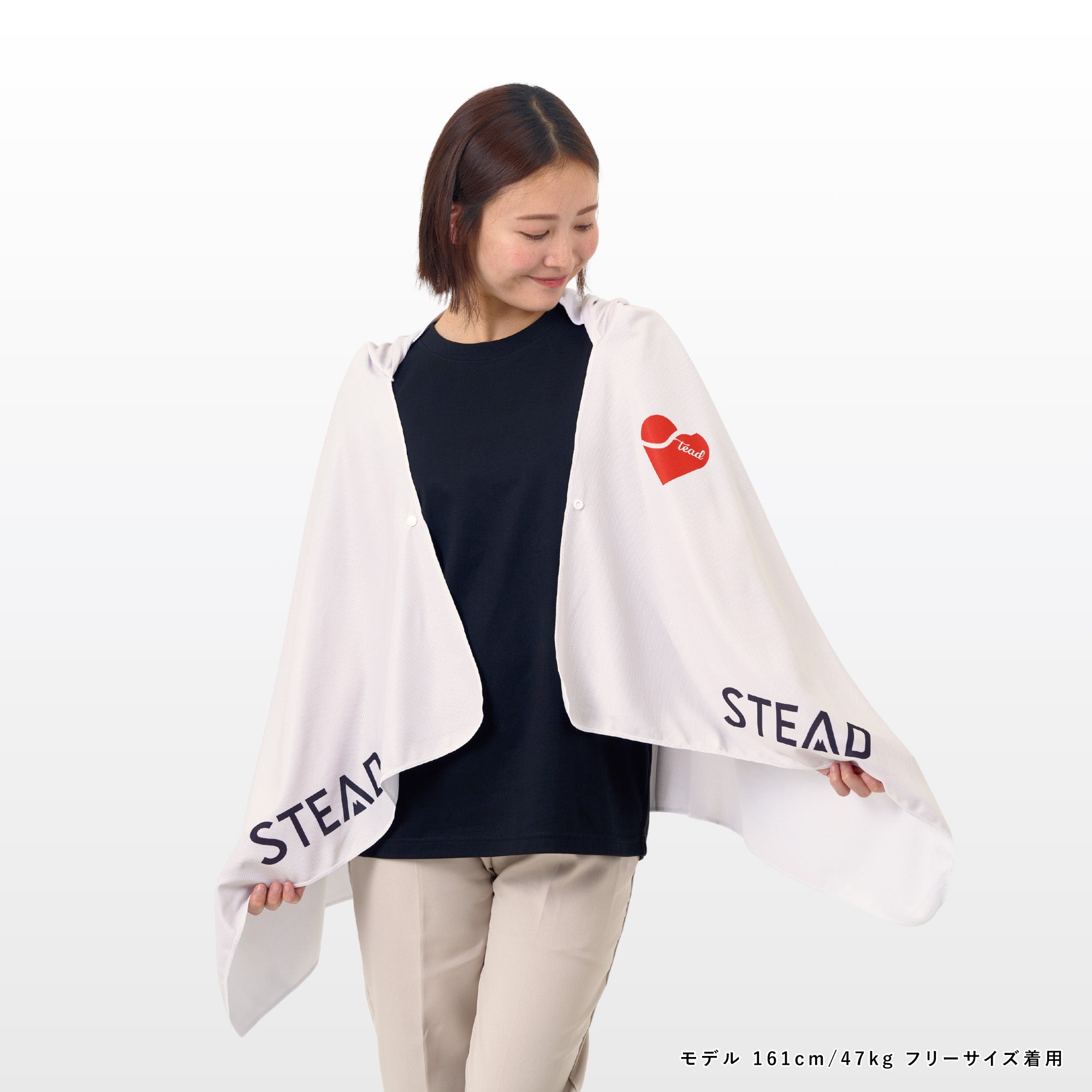 冷感アイスポンチョ（アイボリー/ハートロゴ） | STEAD