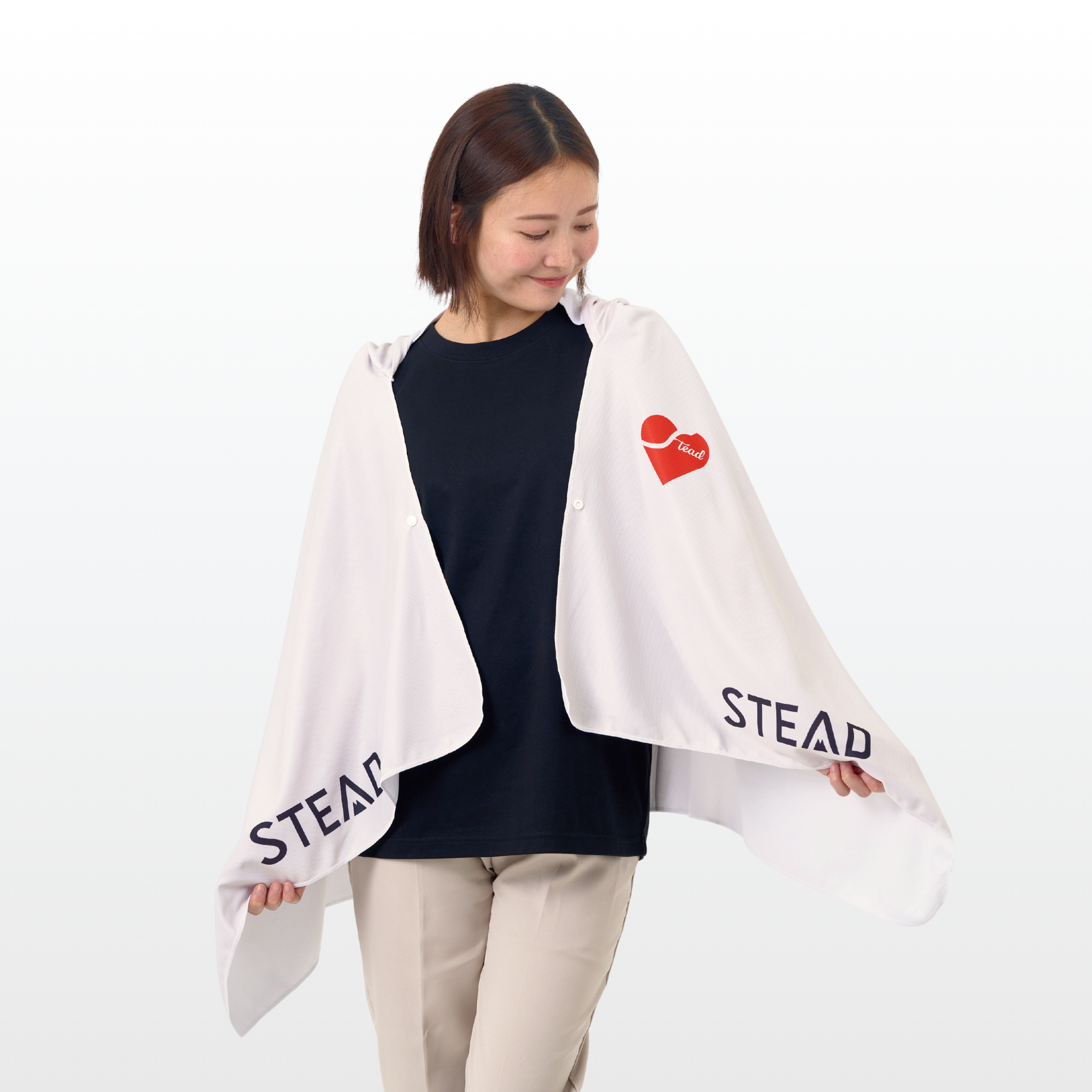 冷感アイスポンチョ（アイボリー/ハートロゴ） – STEAD
