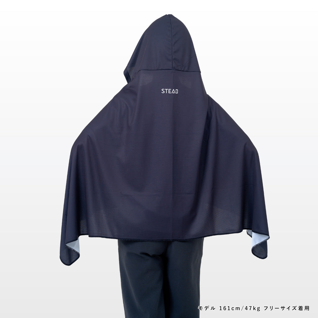 STEAD 冷感アイスポンチョ ブラック　通販の虎 冷感アイスポンチョ（ブラック/極小ロゴB） | STEAD